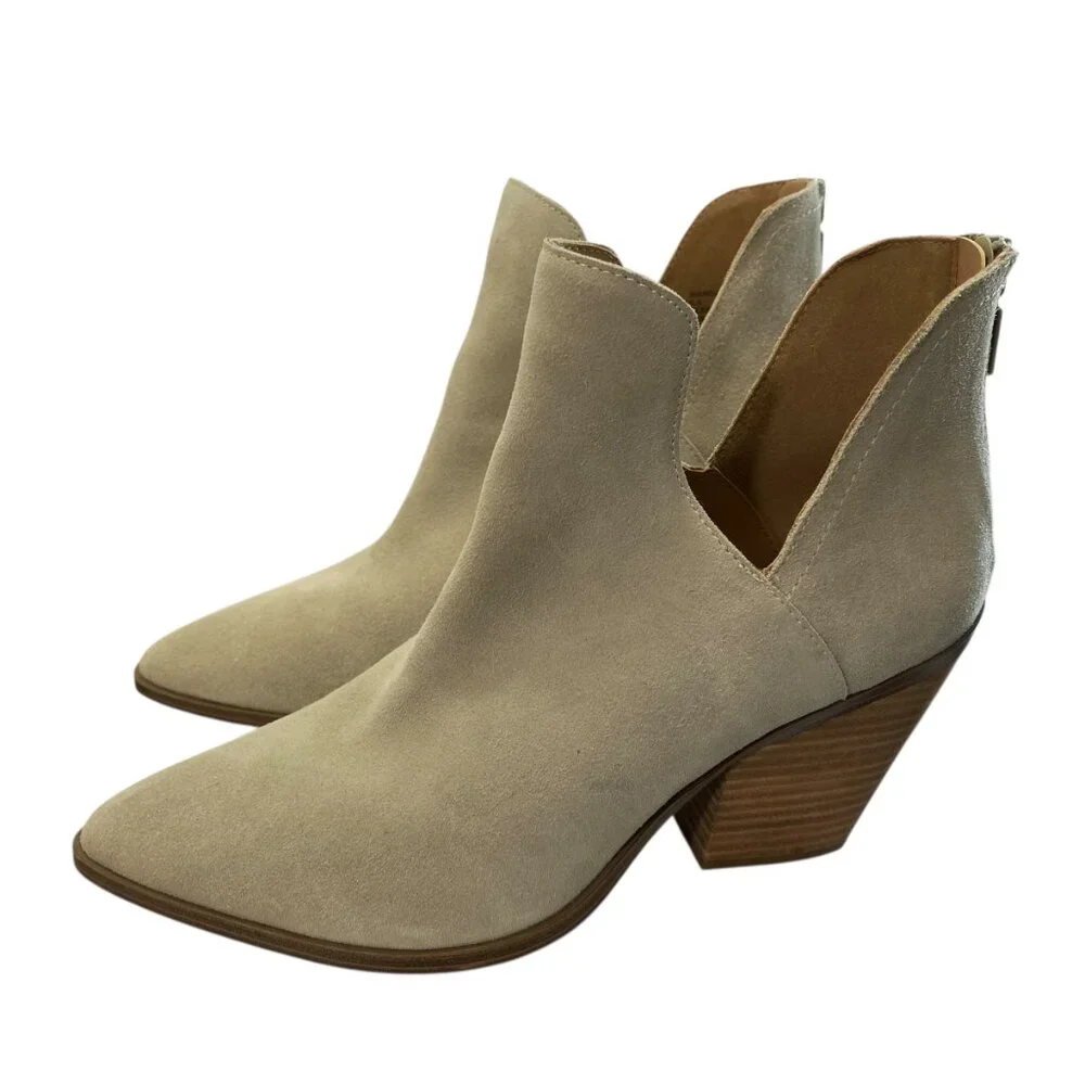 Blondo Waterproof Suede Leather‎ Pointed Toe Ankle Bootie 9.5 Sand Ecru Wanda